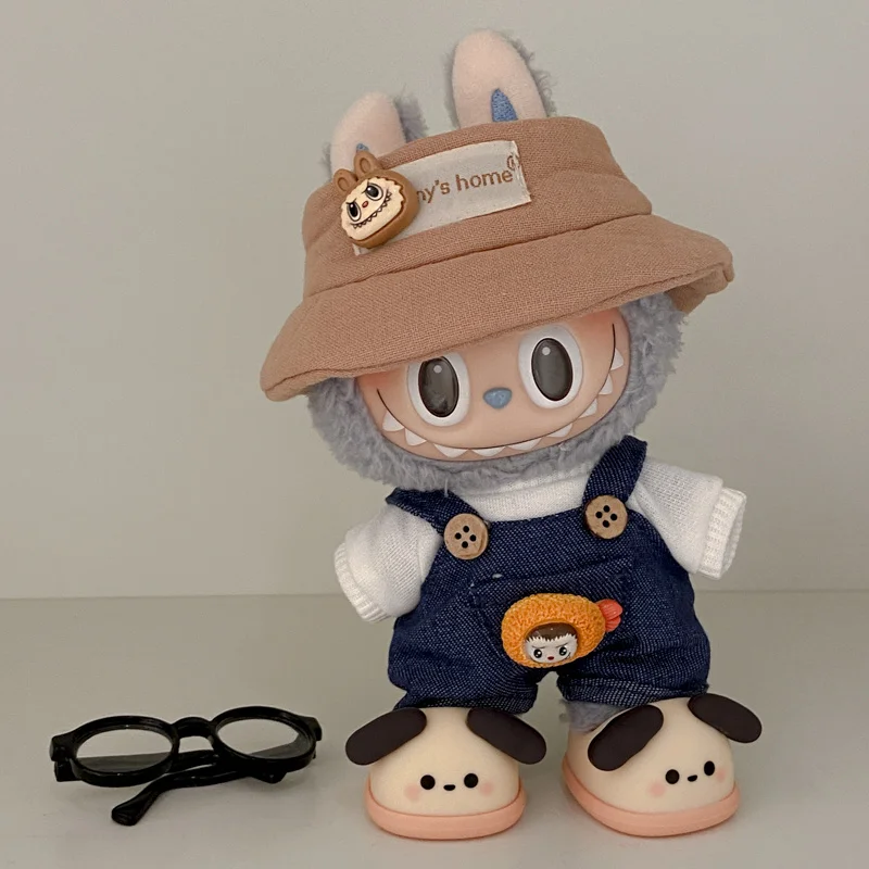 SSKHE Labubu Puppen Outfit Set 3-teilig - Hut + Pullover + Tasche Für 17cm Puppen