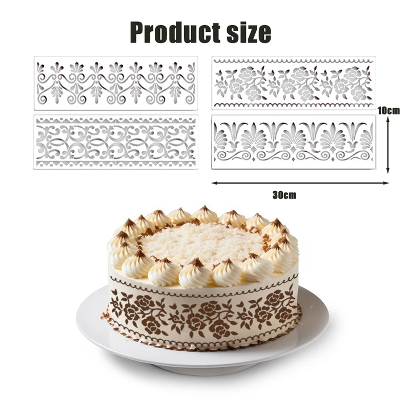 꽃 테두리 만다라 스텐실 재사용 가능한 컷 페인팅 템플릿, DIY 공예 스텐실용, 12x3.9 인치, 12 개