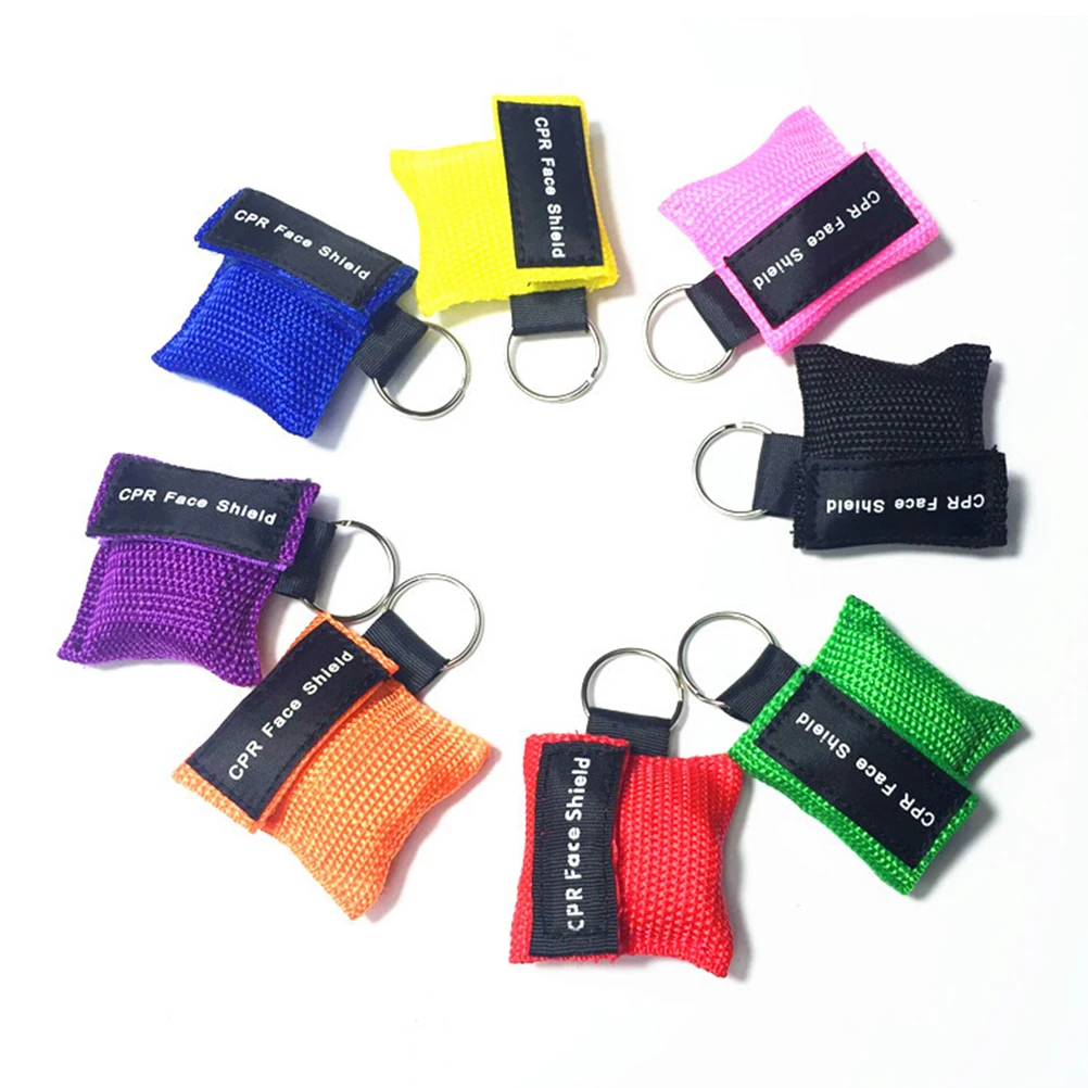 First Aid Mask 5/6/8/10pcs Outdoor Emergency Use CPR Mask Face Mask Disposable Travel CPR Keychain Ring