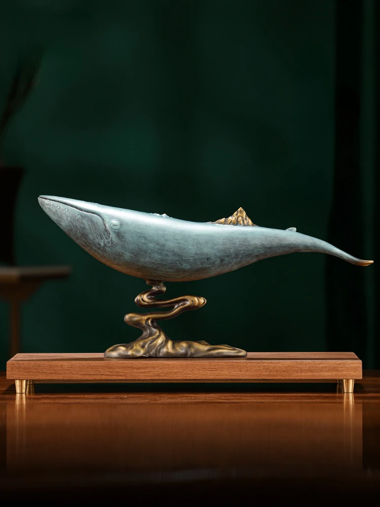 

Jinshan whale bronze ornaments Office wine cabinet desktop decoration housewarming opening gift