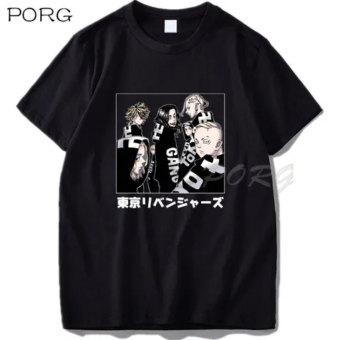 Manji Gang Japanese Anime T Shirt Men Cartoon Graphic Tees Punk Harajuku T-shirt Male Harajuku Clothes Gothic Clothing