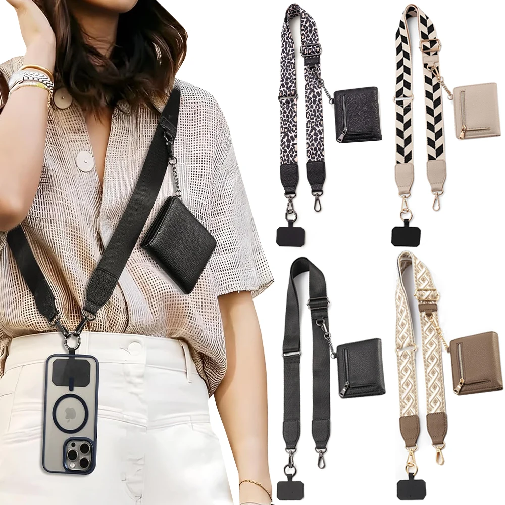 Multifunctional Phone Lanyard Crossbody Neck Strap with Zippered Pouch Bag Portable Wallet Adjustable Phone Chain for Women Gilr