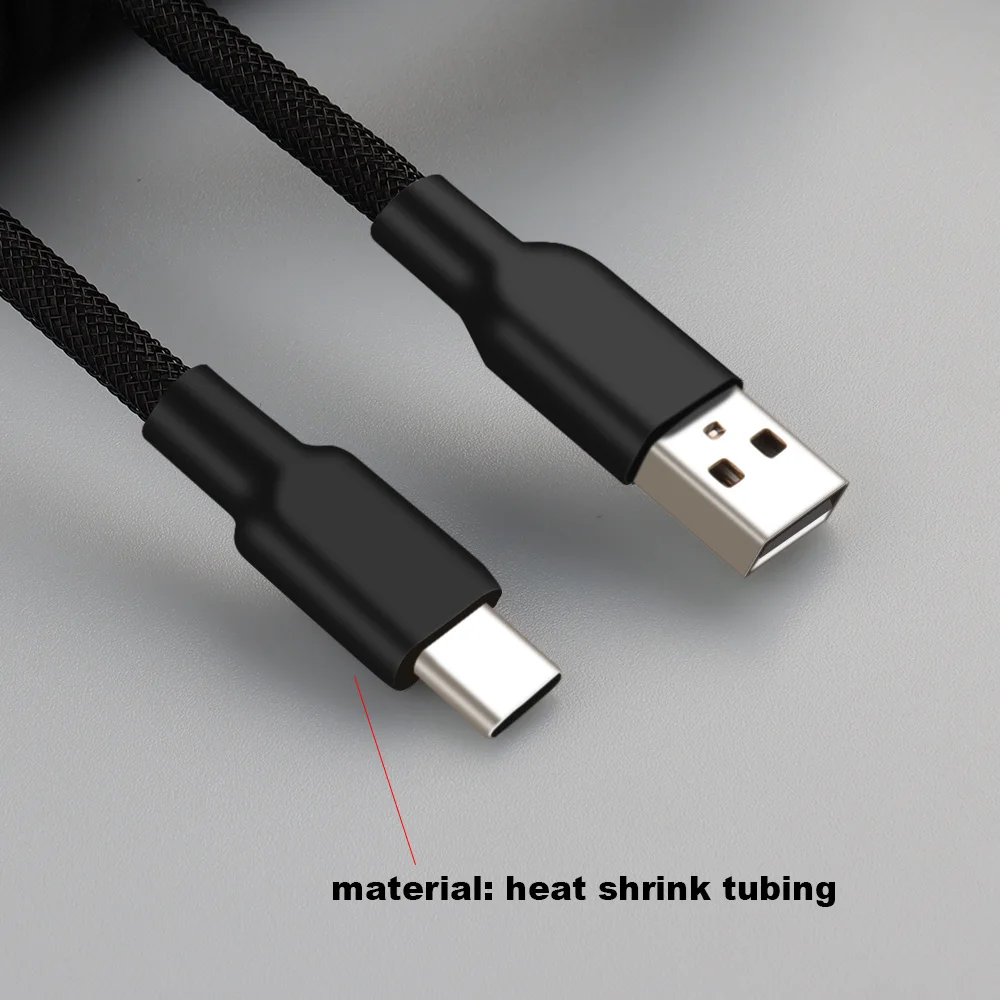 Lano-espiral Cabo do Teclado Usb Preto Enrolado Usb tipo c Conector do Aviador do Metal Cabo do Teclado do Jogo Gx16 - Imagem 6