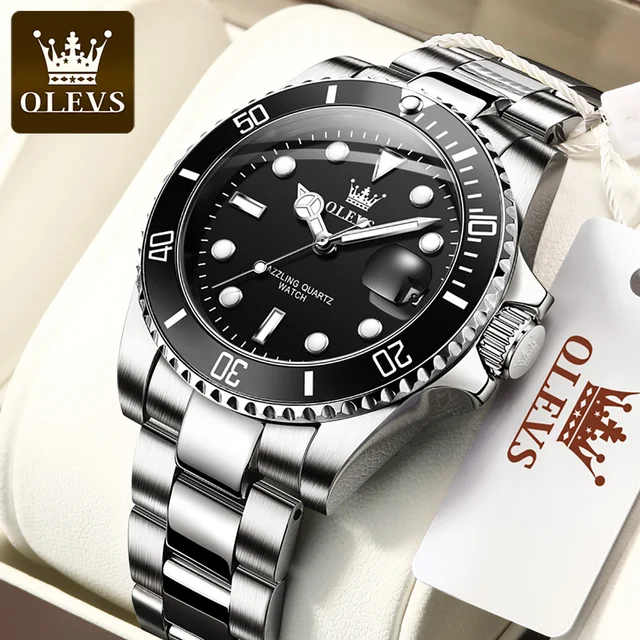 OLEVS montre pour hommes de luxe haut de gamme rotatif unidirectionnel anneau extérieur conception montre à Quartz pour hommes Date automatique étanche montres-bracelets 1