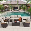 6 Pieces Patio Furniture Sets with Swivel Chairs, Outdoor Furniture Set for Porch Deck Bistro Lawn Garden Backyard Poolsid-Khaki 3
