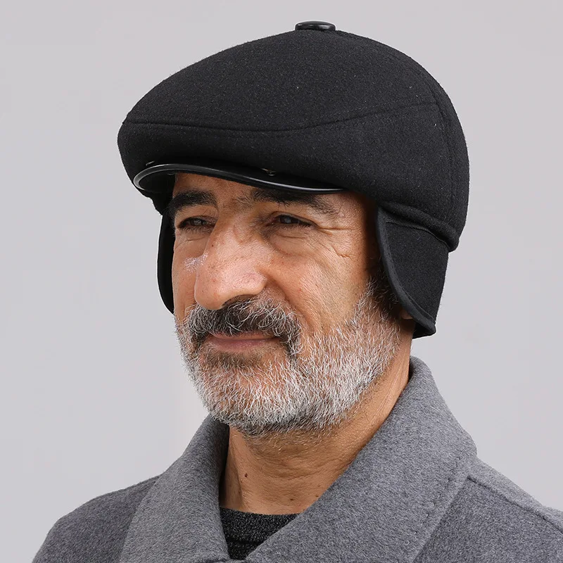 Elderly Hat Men Winter middle-aged Elderly Dad Cap Warm Autumn Winter Old Grandpa Duck Tongue Hat Ear Protection Free Shipping