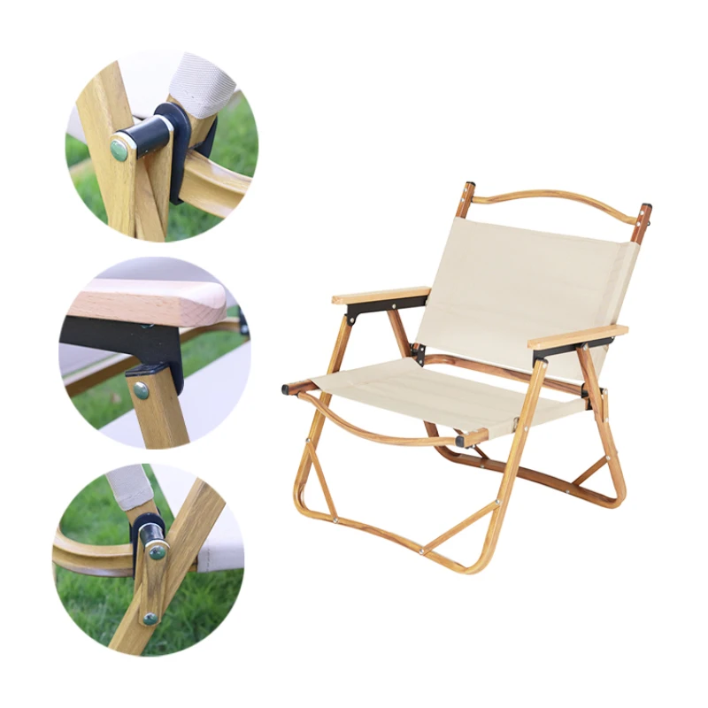 Beach Chair Outdoor Reclining Backpack Aluminum Wood Grain Portable Hiking Canvas Folding Kermit Lightweight Camping |