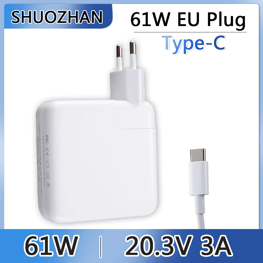USB C 교체 충전기 어댑터 케이블, 전원 공급 장치, 20.3V, 3A, 61W, 맥북 프로 13, 12 인치, 2018, A1706, A1708, A1707