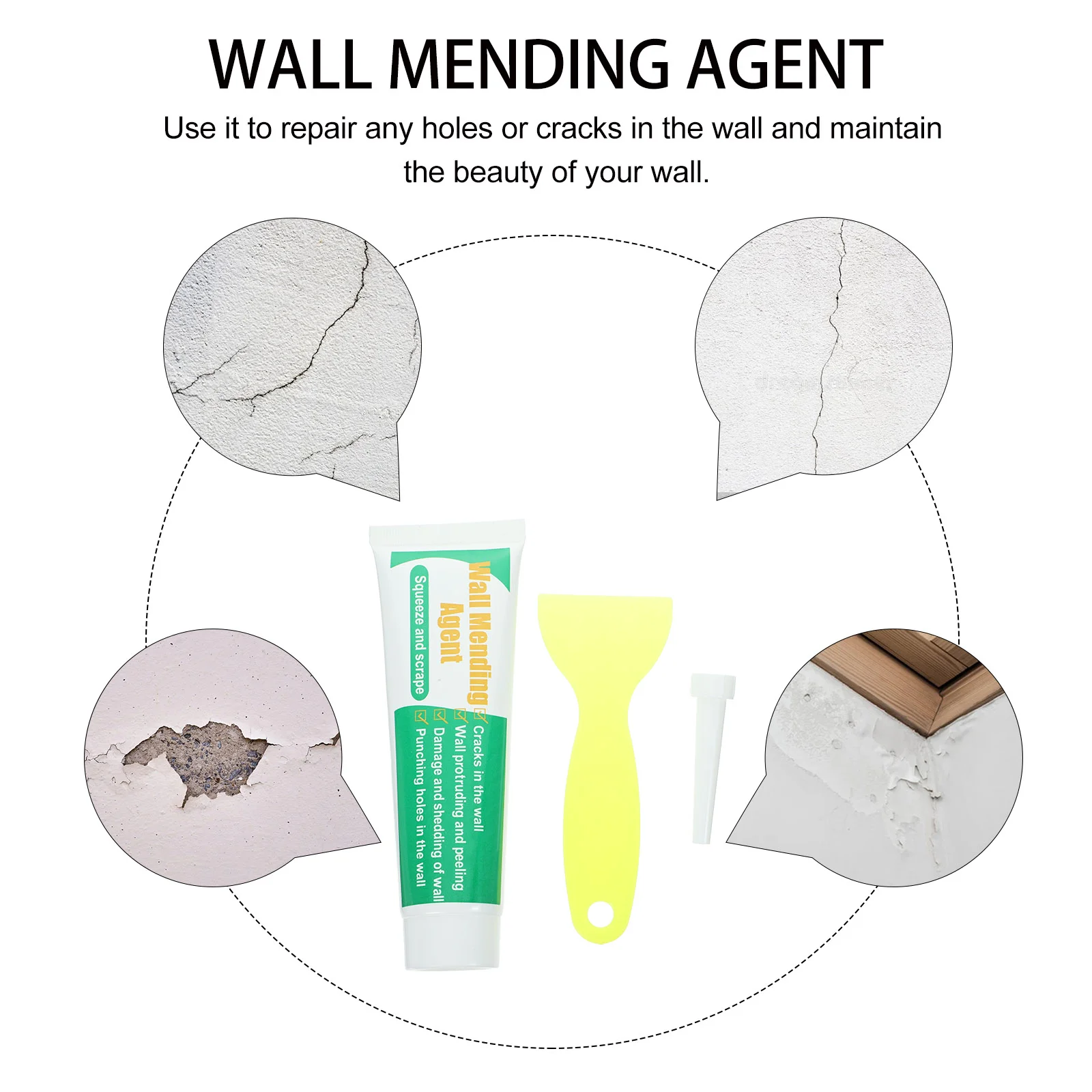 Wall Repair Cream Drywall Mending Agent Wall Repair Kit with Scraper Nozzle Drywall Cream Agent