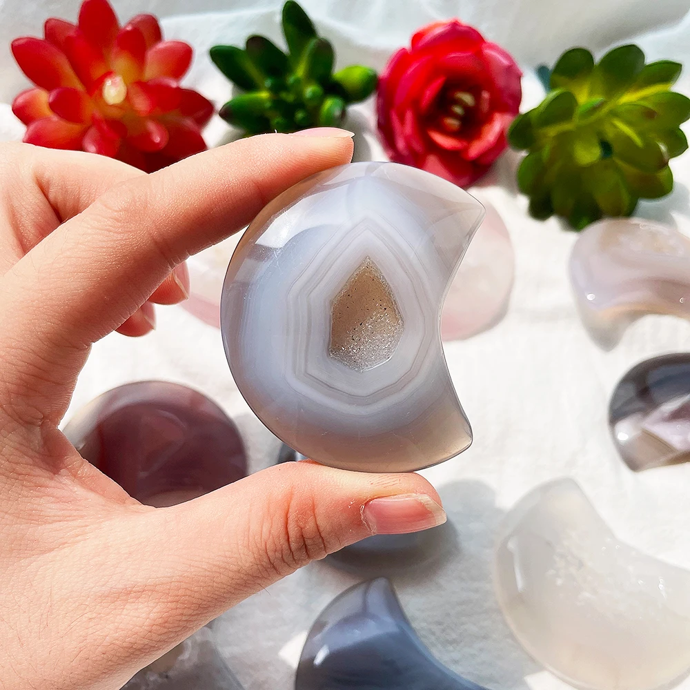 家のための装飾のための創造的な石,美しい,天然,月の形,癒しの贈り物,1