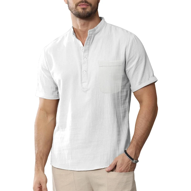 Animal Game Linen Shirt Summer Men's Lightweight Shirt Sping Short Sleeve TShirt  Fit Cotton Streetwear Casual Shirts for Men