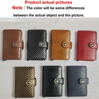 Carbon Fiber Credit Card Holder Wallet Men Rfid Smart Metal Thin Slim Pop Up Minimalist Wallet Small Black Purse Metal Vallet 4