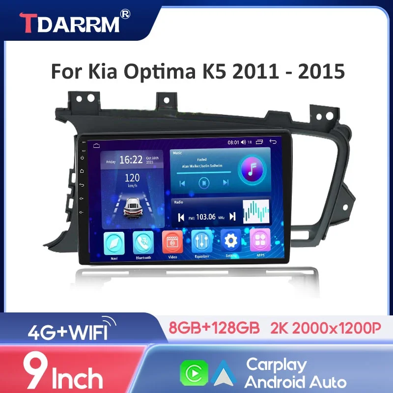 

TDARRM For KIA K5 Optima 3 2011-2015 2K QLED Android 13 Car Radio Multimedia Video Player GPS CarPlay 4G stereo DSP Autoradio