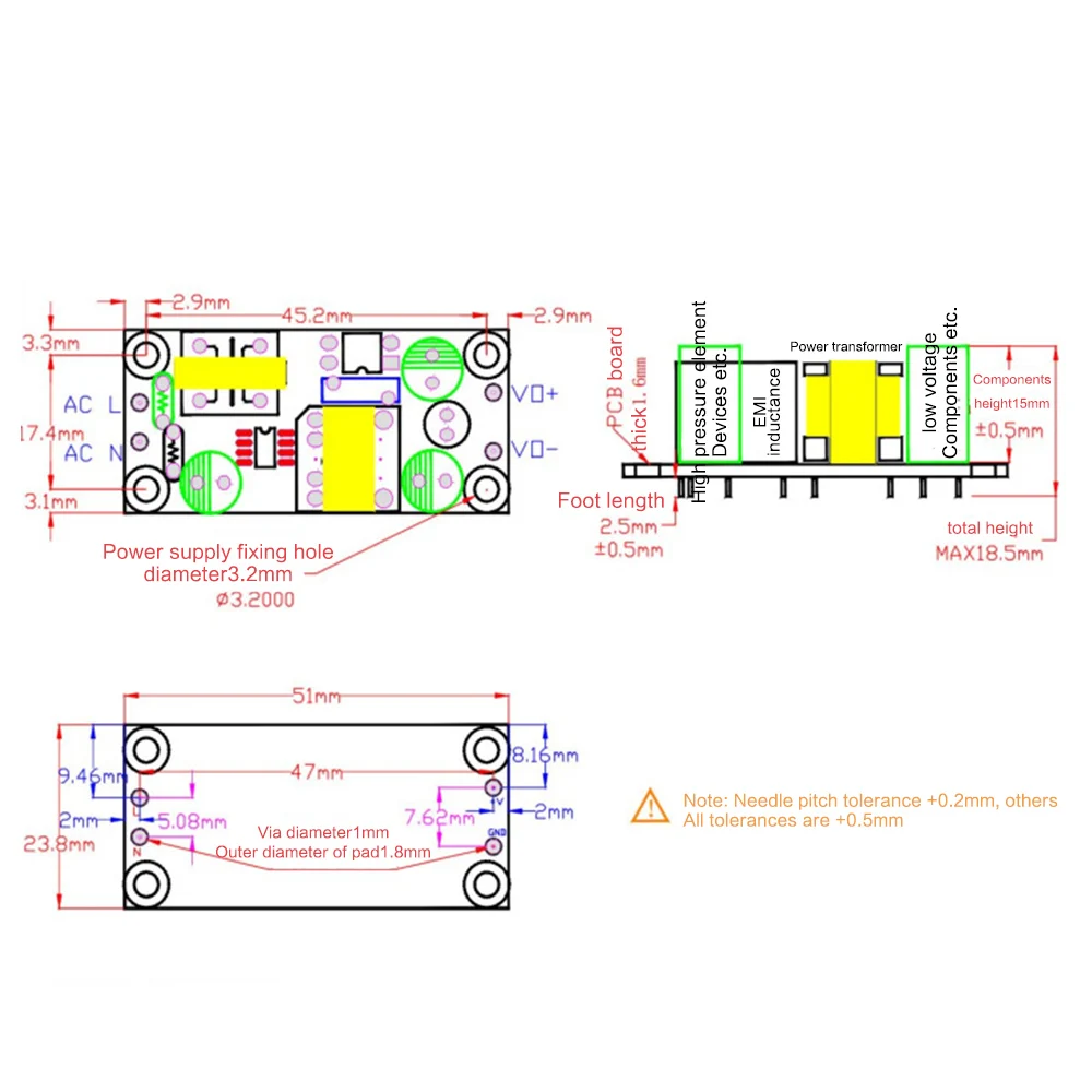 AC-DC 정밀 벅 컨버터, 스위칭 전원 공급 장치 모듈, 220V  3.3V, 5V, 9V, 12V, 15V, 24V