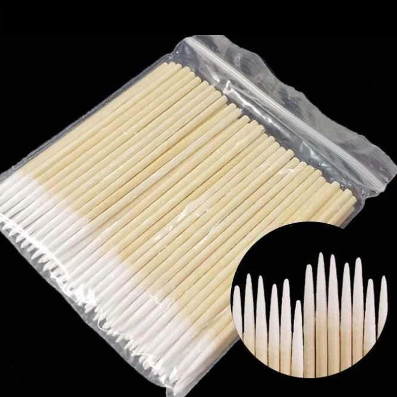 500PC Wood Cotton Swab Eyelash Extension Tools Ear Care Cleaning Cosmetic Buds Micro Brush Makeup Tools