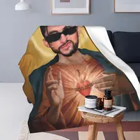 Saint Bad Bunny Blankets Flannel All Season Portable Super Soft Throw Blankets for Bedding Outdoor Rug Piece 2