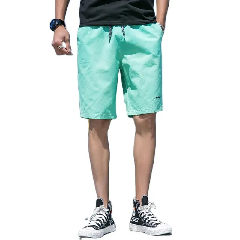 

2021 Pure cotton solid color M-4XL shorts men's summer new style loose sports summer casual five-point pants