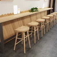 New Arrivals Nordic Modern Log Bar Chair Beautiful Atmosphere Coffee Shop Solid Wood Stool Home Dining Room High Bar Chair 5