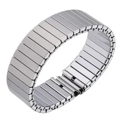 Premium Stainless Steel Elastic Stretch Watch Band - Metal Expansion Strap - 22mm (Silver)