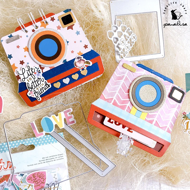 Panalisacraft 귀여운 카메라 사진 프레임 금속 절단 다이 스텐실 DIY Scrapbooking/앨범 장식 엠보싱 DIY 종이 카드