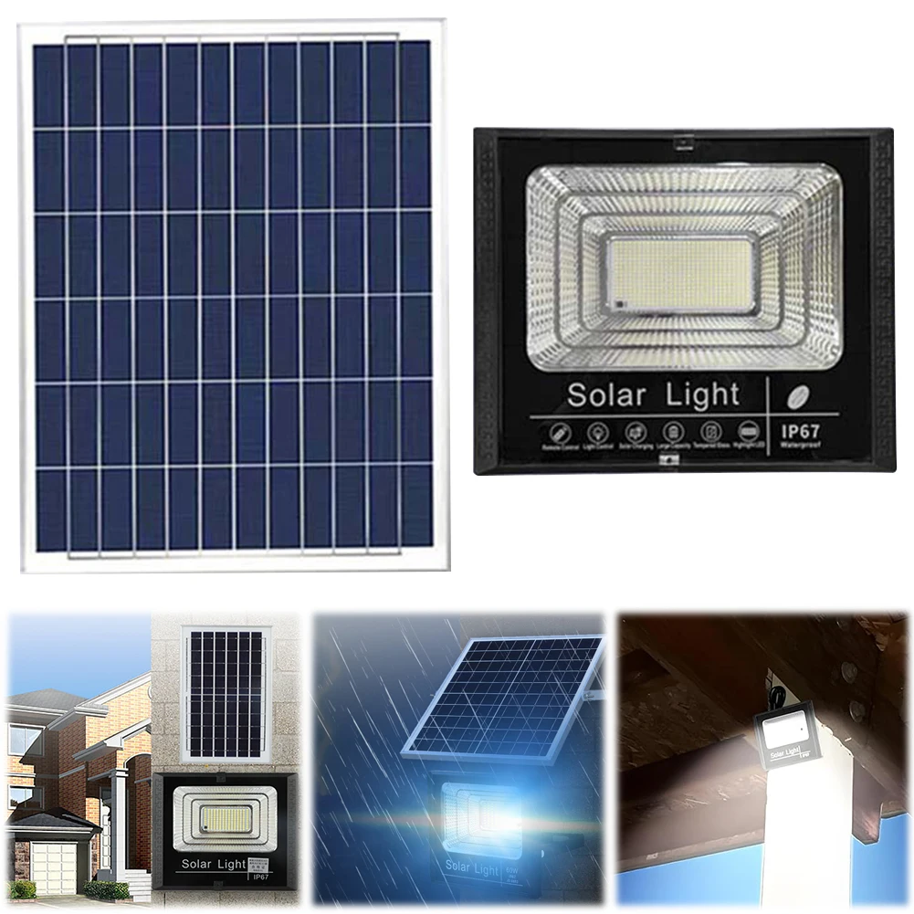 Solar Powered Wall Lamp IP67 Waterproof Outdoor Street Light Auto-On Flood Light Light Sensor Spot Lights for Patio Path Yard