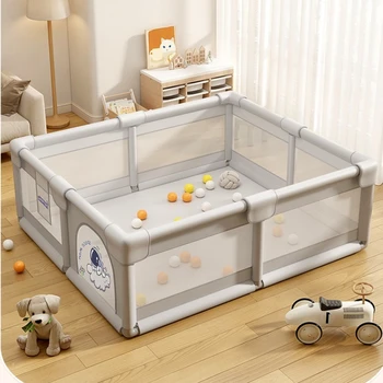 XXL Space Baby Playpen with Non-Slip Base - Detachable Learning-to-Walk Activity Center Washable Soft Edges & Cartoon Patterns 1
