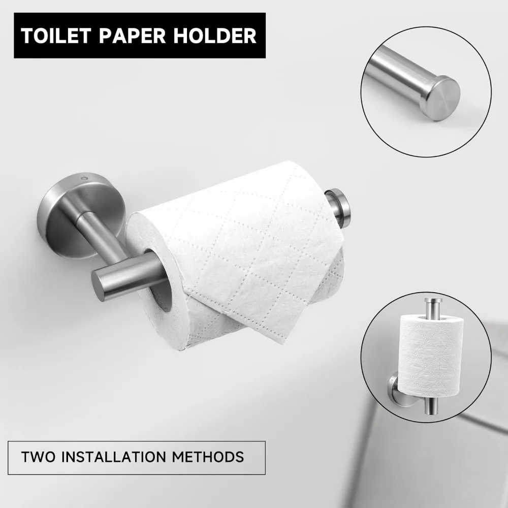 14 Piece Nickel Bathroom Hardware Set -Include23.6&16inch,Towel Hook,2 Pack 7 Piece Accessories Set Stainless Steel Wall Mounted
