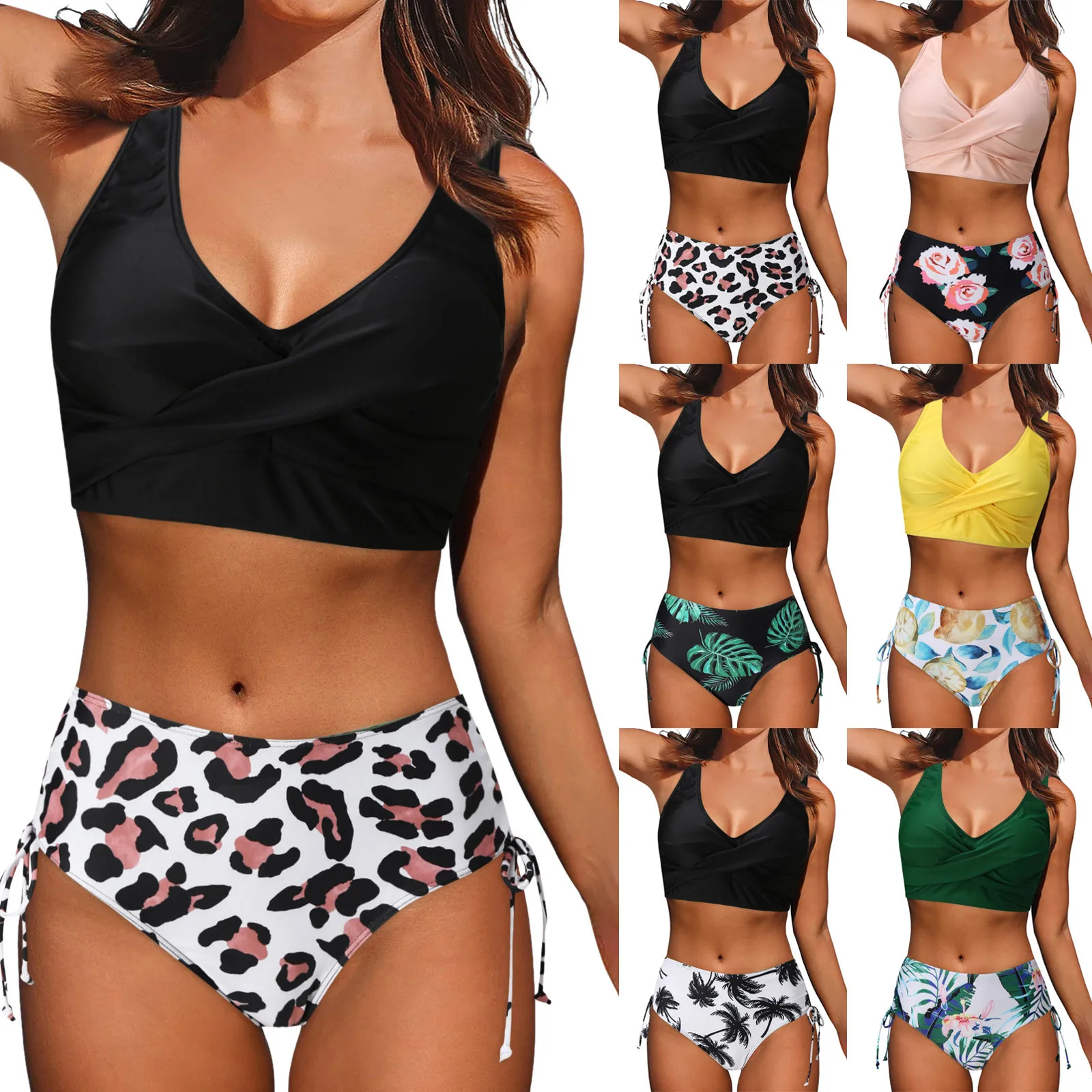 

Women High Waisted Bikini Sexy Push Up Two Piece Swimsuits Vintage Swimsuit Two Piece Retro Ruched Boys Swimming Shorts Size 14