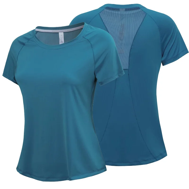 Quick drying Top Women Summer Thin Slim T Shirt Breathable Round Neck