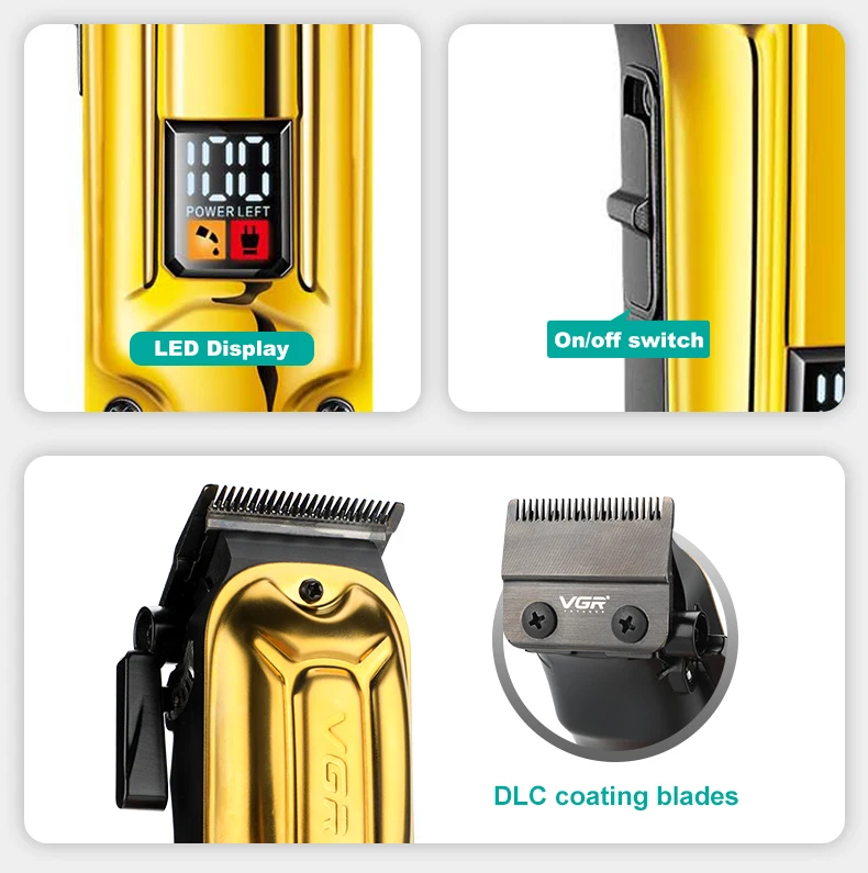 Description Picture 6 of itemVGR 138 BLDC blade cordless hair clipper, metal rechargeable professional men's hair clipper, deep cleaning hair trimmer