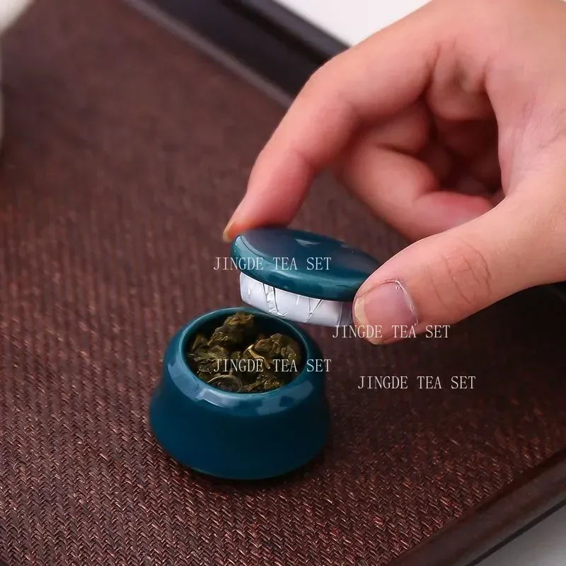 Creativity Ceramics Tea Caddy Tieguanyin Storage Tank Portable Travel Tea Box Sealed Coffee Powder Tea Jar Spice Organizer