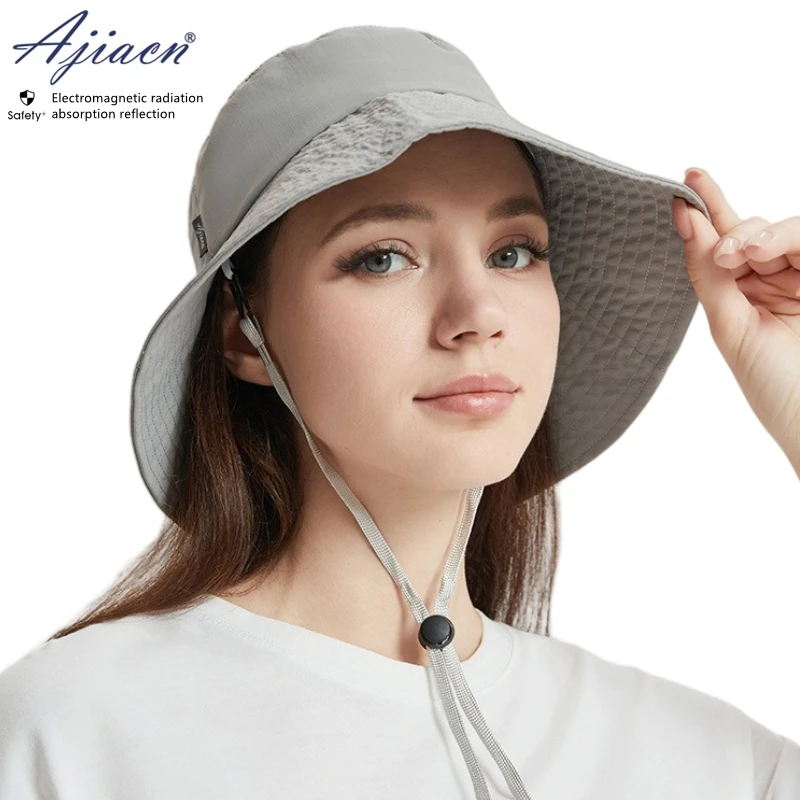 Electromagnetic radiation protective 50% or 100% silver fiber lining fisherman hat unisex Computer, Cell phone EMF shielding cap