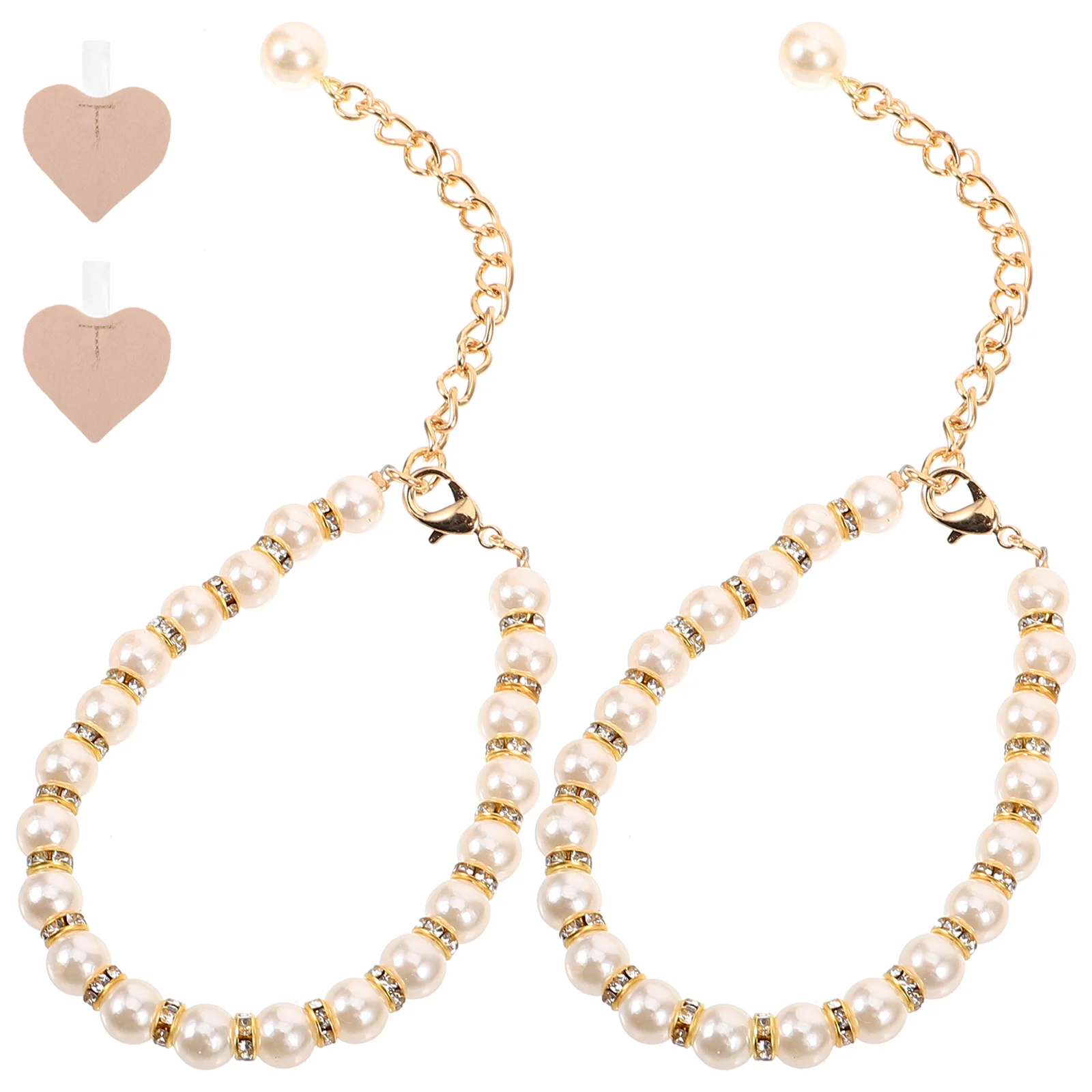 

2 Pcs Shoelace Pearl Chain High Heels Laces for Shoes Women Ankle Strap Metal Straps