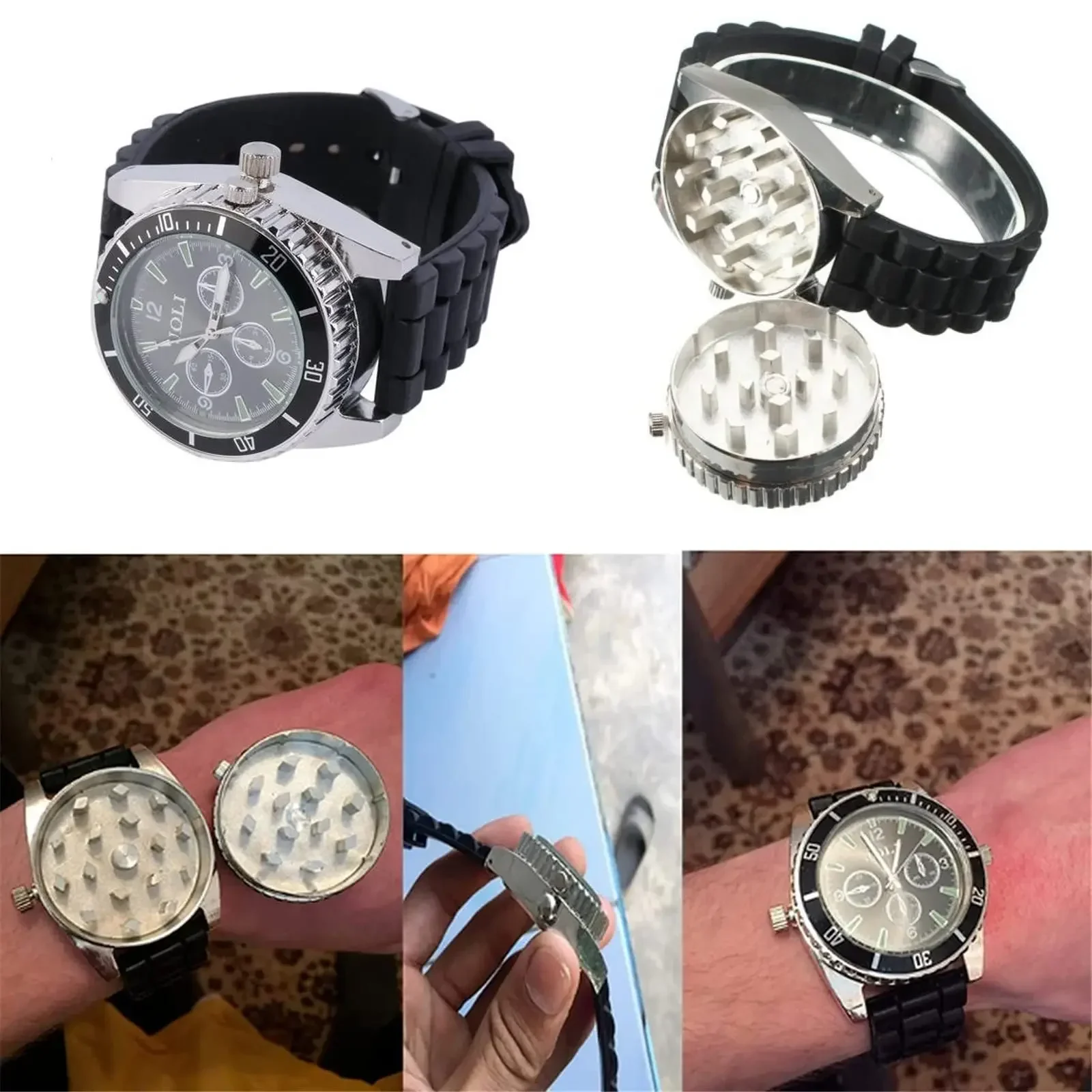 40mm Watch Dial Dry Herb Herbal Crusher Grinders for Smoking Tool High Quality Zinc Alloy Tobacco Grinder Kitchen Spices Mills 5
