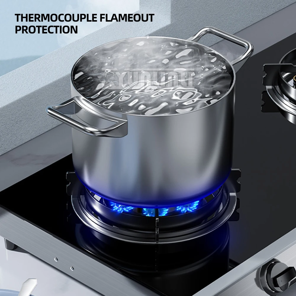 Household Desktop Natural Gas Liquefied Gas Timing Stove Double-Hole Fierce Fire Kitchen Cooker Tool 4