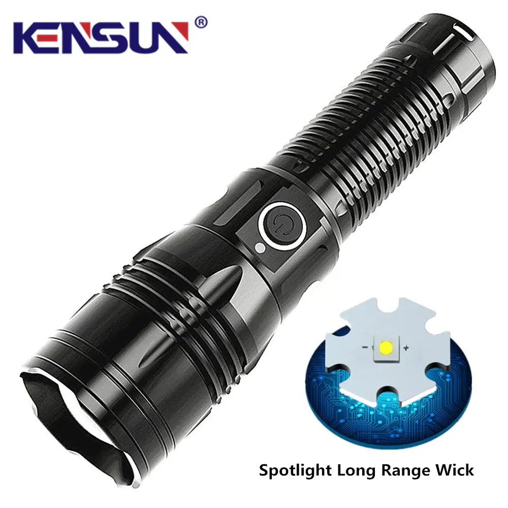 

High Power Spotlight Long Range LED Flashlight Telescopic Focusing Type-C Rechargeable Outdoor Torch Light Camping Lamp