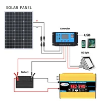 Système de panneaux solaires en verre, contrôleur de charge de batterie 12V, kit d'onduleur solaire 110 W, 4000 V, 220V, 1000W, invitation pour une utilisation domestique et extérieure 2