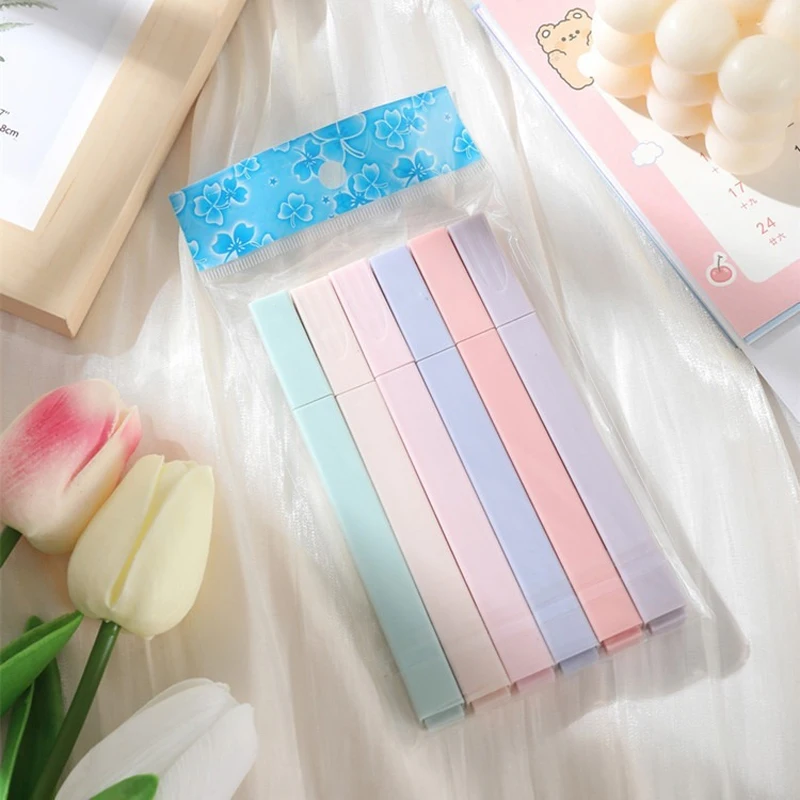 6 pz/set evidenziatore di colore pastello cancelleria Kawaii marcatore di colore materiale scolastico pennarello per studenti evidenziatore cancelleria giapponese