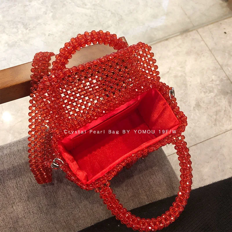 Diamond Bag Hand-woven Beaded Pearl Bag Crystal Bag One Shoulder