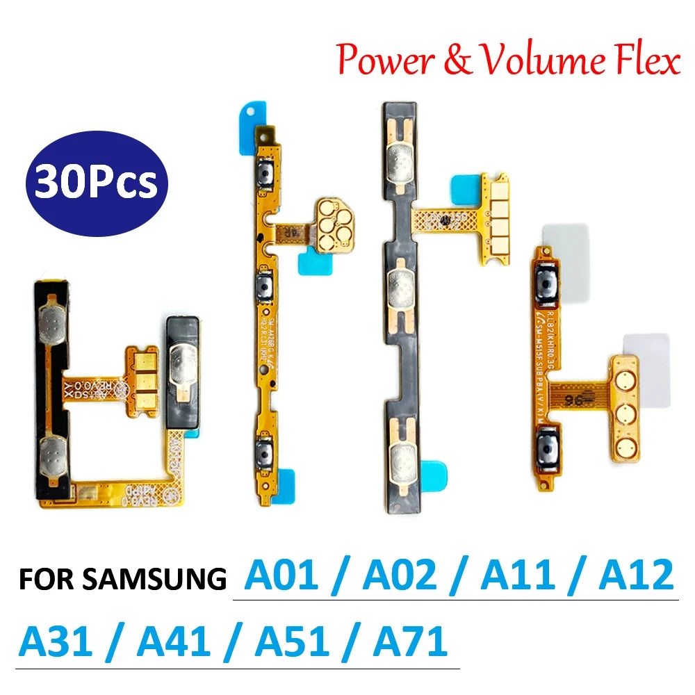 

30Pcs，Power On Off Volume Side Button Key Flex Cable Replacement For Samsung A01 A02 A11 A12 A21 A31 A41 A51 A71