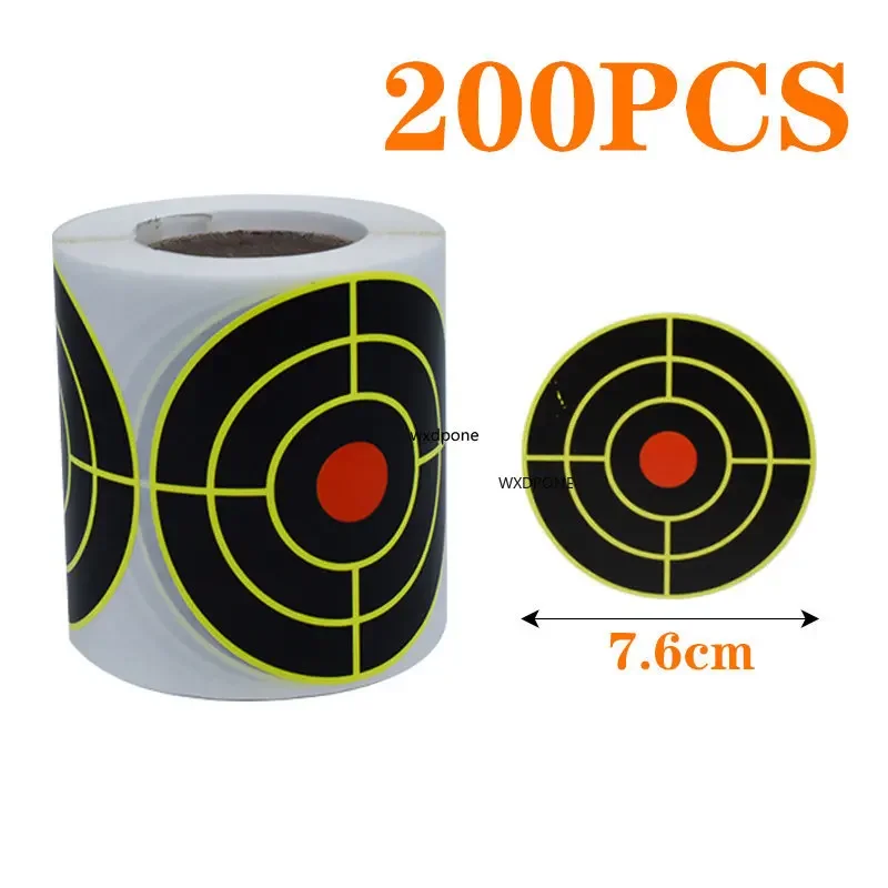 7.50cm Self-Adhesive Splatter Splash Amp Reactive(Colors Impact) shooting target sticker Shooting Sticker Targets(Bulls-eyes) 100/200Pcs Per Roll