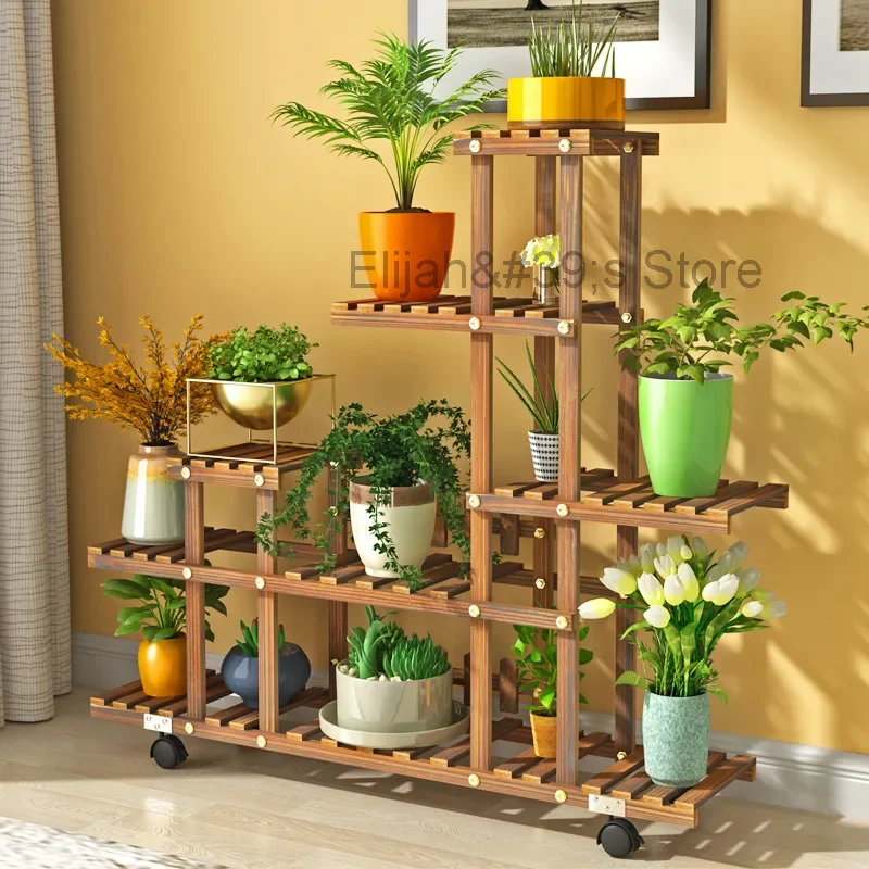 

Household Balcony Flower Rack Solid Wood Multi-layer Indoor Outdoor Succulent Pot Rack Living Room Bonsai Hanging Pot Rack Table