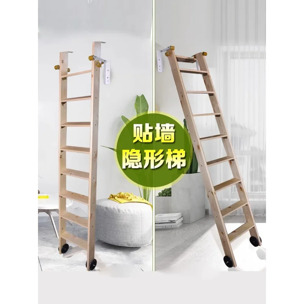 

Invisible can be stored straight ladder, attic wardrobe simple staircase climbing pulley step