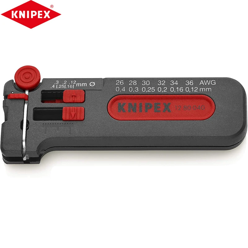 

Прецизионный мини-Стриппер KNIPEX, ударопрочный пластиковый корпус с функцией блокировки и простым управлением, 12 80 040 SB