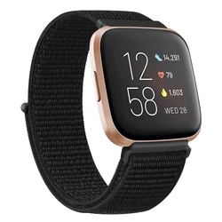 Nylon Replacement Strap for Smartwatch - Adjustable Loop Bracelet Band (Pure Black)