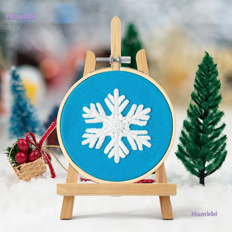 6Pcs White Snowflake Embroidery Cross Stitch Kit for Christmas Tree Decoration DIY Making Your Own Snowflake Embroid Pendant
