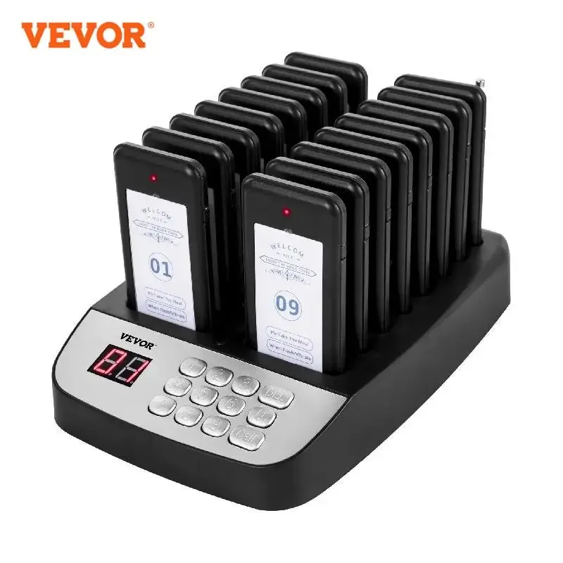 Wireless Restaurant Buzzer Paging System with 16 Pagers