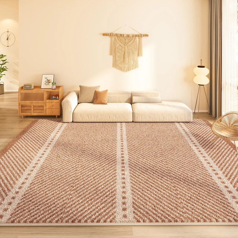 Living Room Light Luxury Gray Imitation Cashmere Carpets Bedroom Anti-slip and Dirty Bedside Rug Study Room Line Decoration Rugs