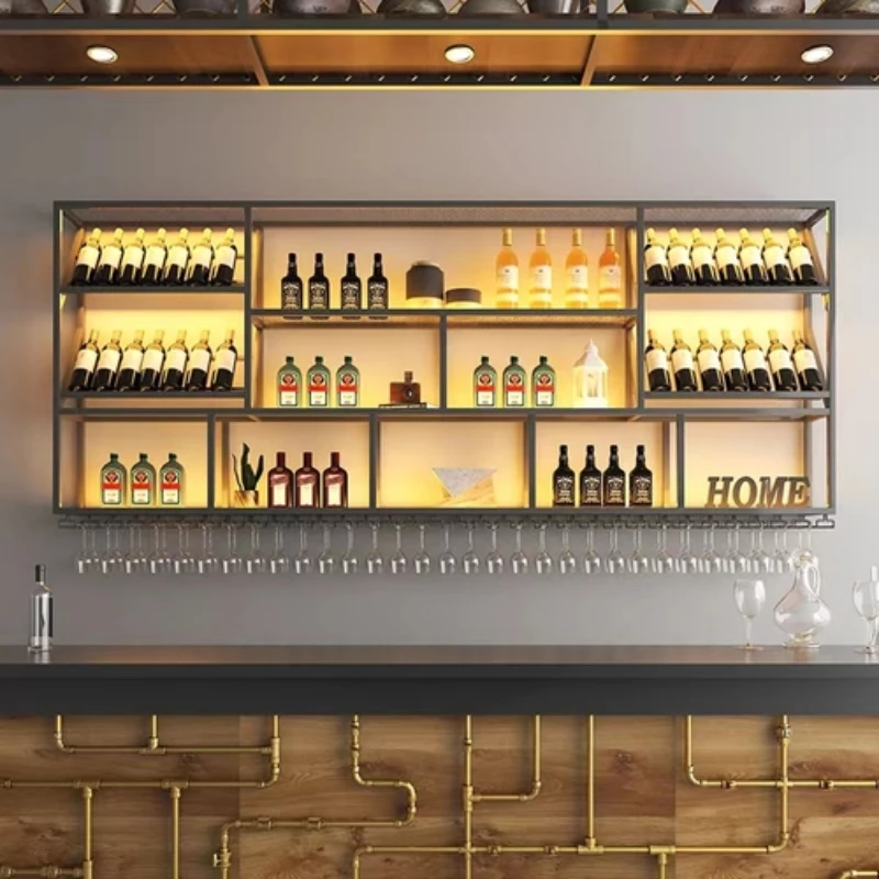 Display Whisky Holder Wine Racks Organizer Modern Black Bar Cabinet Wine Rack Industrial Wall Commercial Wijnkast Decoration
