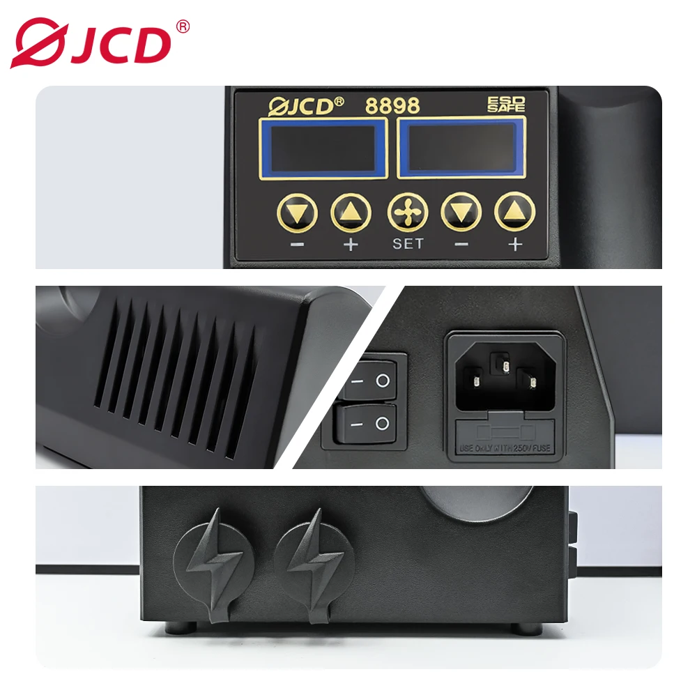 Stazione Saldatrice A Aria Calda 2 In 1 750W 8898 – Display Digitale, Controllo Temperatura, Spina UE